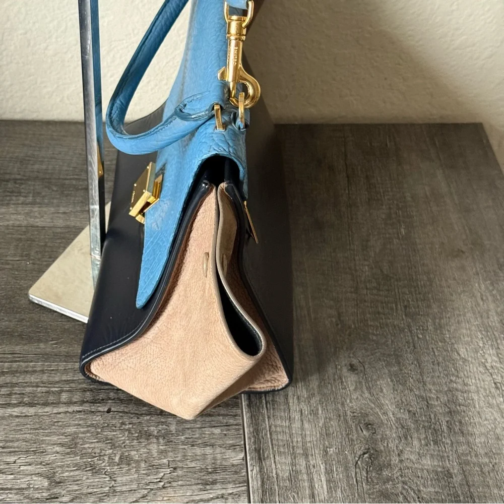 CELINE TRAPEZE TRICOLOR 2 WAY LEATHER & SUEDE BAG - Picture 6 of 12